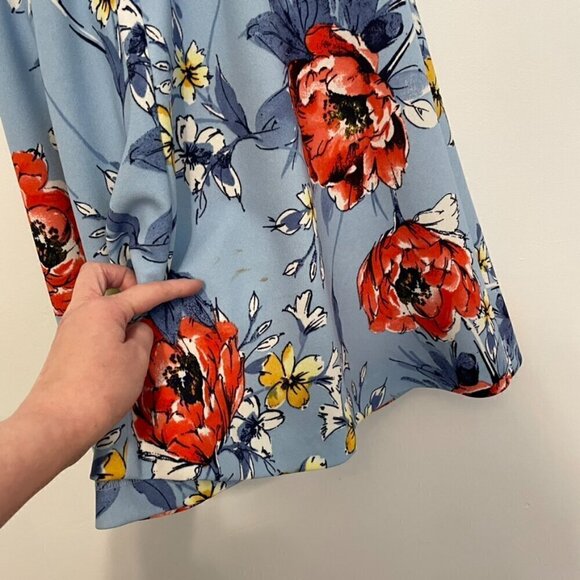 VINCE CAMUTO Floral Fit and Flare Cap Sleeve Dress Blue Red Mini Party Wedding 4 - Picture 15 of 16